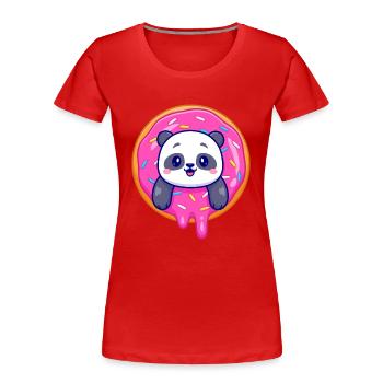 Süßes Pandababy und ein süßer Dounat - Frauen Premium Bio T-Shirt - Rot - Vorne - Mia (176cm)