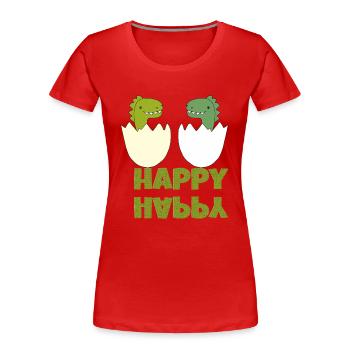 Dinos heureux - T-shirt bio Premium Femme - rouge - Devant - Mia (176cm)