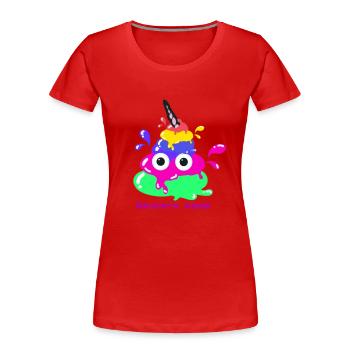 Licorne Caca, caca, licorne, coloré - T-shirt bio Premium Femme - rouge - Devant - Mia (176cm)