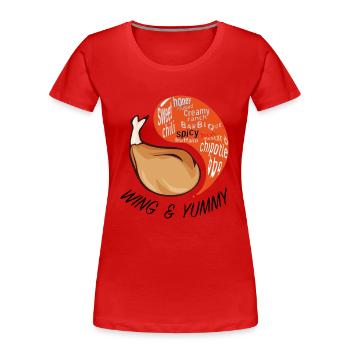 AILE & MIAM - T-shirt bio Premium Femme - rouge - Devant - Mia (176cm)