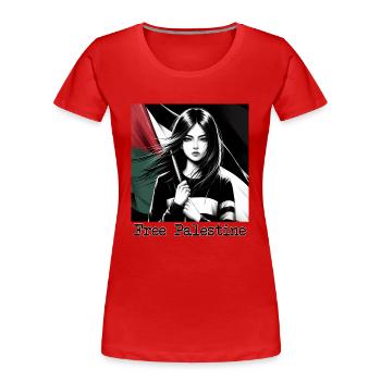 Palestine libre - T-shirt bio Premium Femme - rouge - Devant - Mia (176cm)