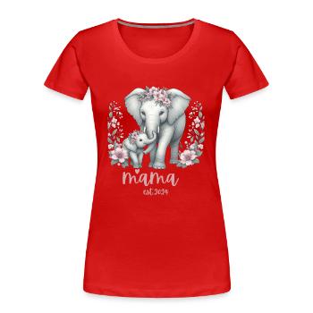 Mama 2024 Elephant Floral Wreath Celebration - Women's Premium Organic T-Shirt - red - Front - Mia (176cm)