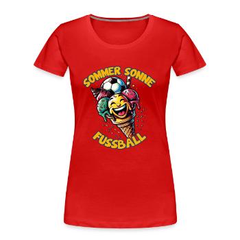 Cône de crème glacée riant de football d’été - T-shirt bio Premium Femme - rouge - Devant - Mia (176cm)
