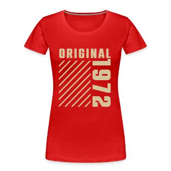 Original 1972 Authentischer Jahrgang Bursdag von 1972 - Frauen Premium Bio T-Shirt - Rot - Vorne - Mia (176cm)