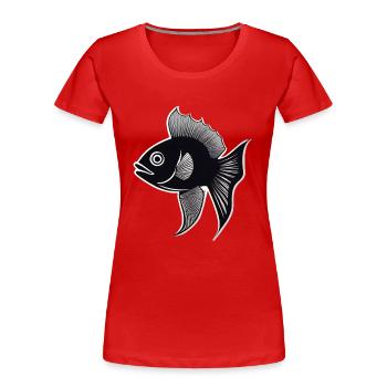 schwarz/weiße Fisch-Silhouette - Frauen Premium Bio T-Shirt - Rot - Vorne - Mia (176cm)