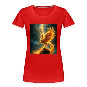 Feuerphönix im Sternennebel - Frauen Premium Bio T-Shirt - Rot - Vorne - Mia (176cm)