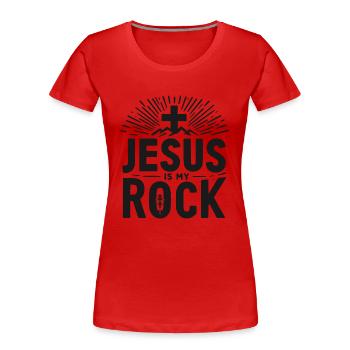 Jesus ist mein Fels in der Brandung - Frauen Premium Bio T-Shirt - Rot - Vorne - Mia (176cm)