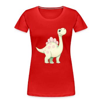 Dino rose ludique avec fleur - T-shirt bio Premium Femme - rouge - Devant - Mia (176cm)