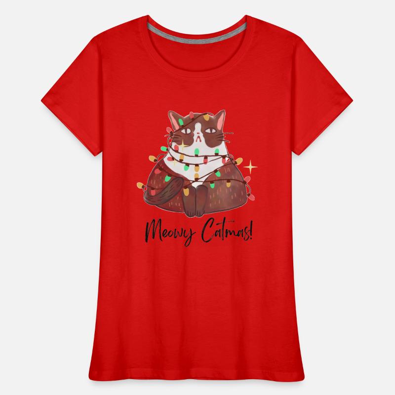 Meowy Catmes – Conception de Noël de chat drôle T-shirt bio Premium Femme