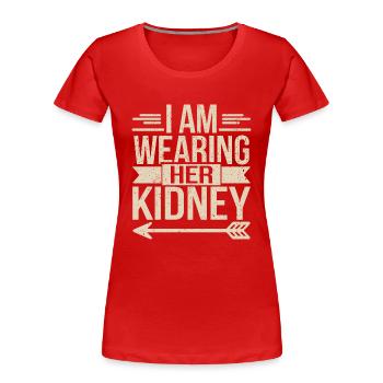 Humorous statement on organ donation - Women's Premium Organic T-Shirt - red - Front - Mia (176cm)