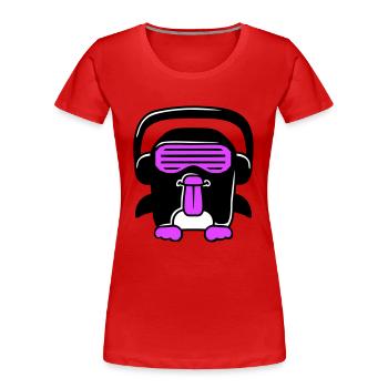 Party DJ Pingouin Casque Lunettes de soleil Coquin Cool - T-shirt bio Premium Femme - rouge - Devant - Mia (176cm)