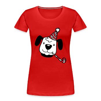 chien anniversaire réveillon nouvel an chapeau de fête célébrer crapaud - T-shirt bio Premium Femme - rouge - Devant - Mia (176cm)