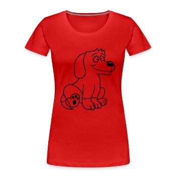 chien assis mignon petit chiot heureux animal de compagnie - T-shirt bio Premium Femme - rouge - Devant - Mia (176cm)