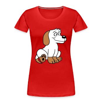 chien assis mignon petit chiot heureux animal de compagnie - T-shirt bio Premium Femme - rouge - Devant - Mia (176cm)