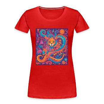 Une créature fantastique dans un monde coloréFantast - T-shirt bio Premium Femme - rouge - Devant - Mia (176cm)