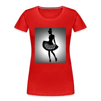 Silhouette einer Frau in einem Kleid mit Blumen - Frauen Premium Bio T-Shirt - Rot - Vorne - Mia (176cm)