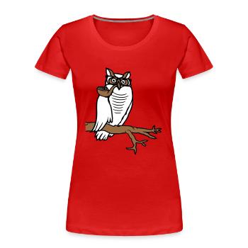 Eule Pfeife rauchen alter Opa Uhu Ast Baum Wald - Frauen Premium Bio T-Shirt - Rot - Vorne - Mia (176cm)