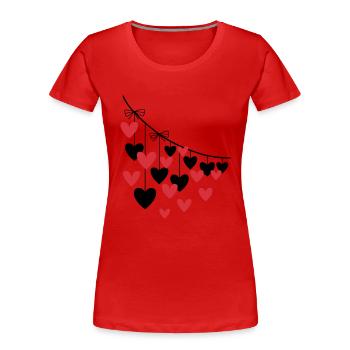 Heart Garland Many Hearts - Women's Premium Organic T-Shirt - red - Front - Mia (176cm)