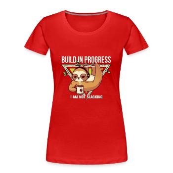 Construction en cours - T-shirt bio Premium Femme - rouge - Devant - Mia (176cm)