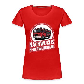 Nachwuchs Feuerwehrfrau – Geschenkidee - Frauen Premium Bio T-Shirt - Rot - Vorne - Mia (176cm)