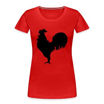 Hahn - Frauen Premium Bio T-Shirt - Rot - Vorne - Mia (176cm)