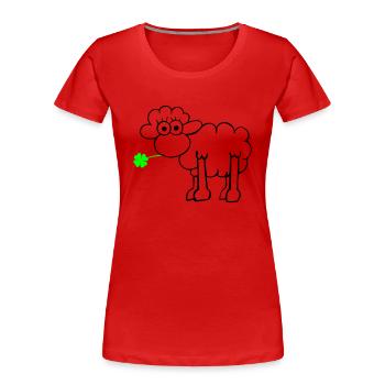Les moutons avec du trèfle - T-shirt bio Premium Femme - rouge - Devant - Mia (176cm)