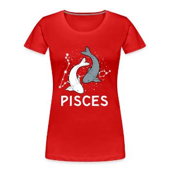 Sternzeichen Fische - Frauen Premium Bio T-Shirt - Rot - Vorne - Mia (176cm)