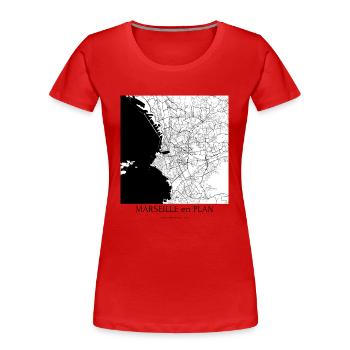 MARSEILLE en PLAN § - T-shirt bio Premium Femme - rouge - Devant - Mia (176cm)
