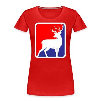 Hunter Funny Roebuck Deer Logo | Colors can be changed - Women's Premium Organic T-Shirt - red - Front - Mia (176cm)