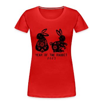 Frohes chinesisches Neujahr 2023 Jahr des Kaninchens - Frauen Premium Bio T-Shirt - Rot - Vorne - Mia (176cm)