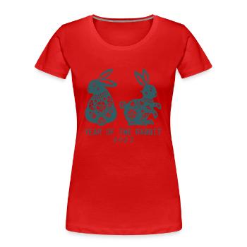 Frohes chinesisches Neujahr 2023 Jahr des Kaninchens - Frauen Premium Bio T-Shirt - Rot - Vorne - Mia (176cm)