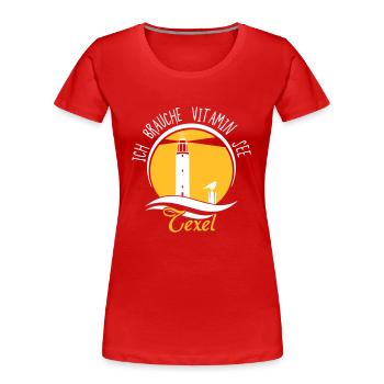 Vitamin See Texel_Leuchtt - Frauen Premium Bio T-Shirt - Rot - Vorne - Mia (176cm)