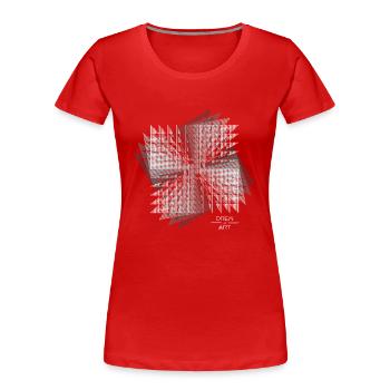 Techno / Illusion / DREW ART - Women's Premium Organic T-Shirt - red - Front - Mia (176cm)