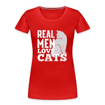 REAL MEN LOVE CATS - Frauen Premium Bio T-Shirt - Rot - Vorne - Mia (176cm)