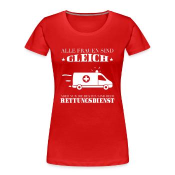 Rettungsdienst Shirt-Beste - Frauen Premium Bio T-Shirt - Rot - Vorne - Mia (176cm)