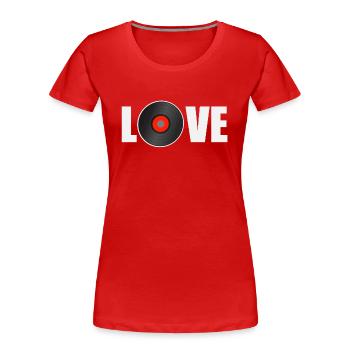 vinyl love - Frauen Premium Bio T-Shirt - Rot - Vorne - Mia (176cm)