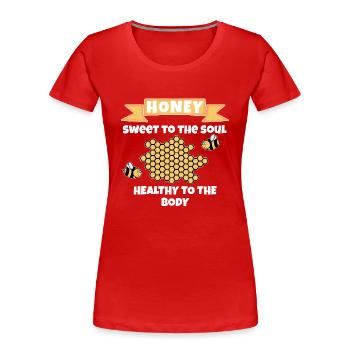 cadeau sucré miel pour nectar nid d'abeille abeille apiculteur - T-shirt bio Premium Femme - rouge - Devant - Mia (176cm)