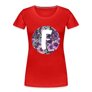 Lettre F - T-shirt bio Premium Femme - rouge - Devant - Mia (176cm)