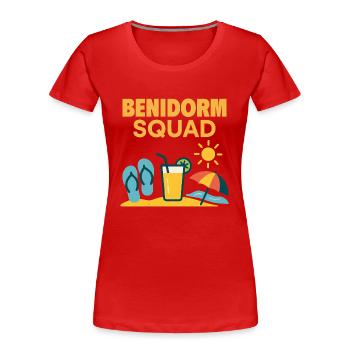 Benidorm Squad Lustiger Gruppenurlaub - Frauen Premium Bio T-Shirt - Rot - Vorne - Mia (176cm)
