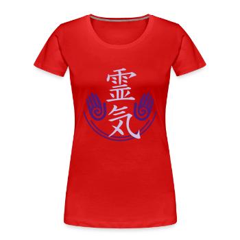 Reiki - Energy - Women's Premium Organic T-Shirt - red - Front - Mia (176cm)