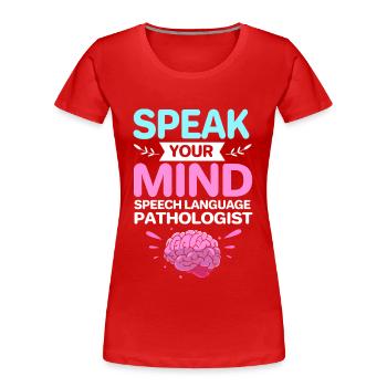Orthophoniste Orthophonie Orthophoniste - T-shirt bio Premium Femme - rouge - Devant - Mia (176cm)