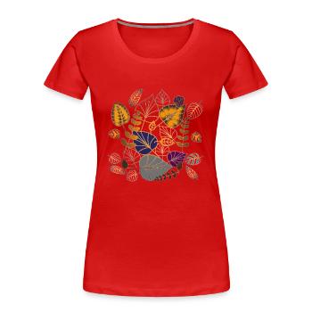 Spread Blätter-Potpourri - Frauen Premium Bio T-Shirt - Rot - Vorne - Mia (176cm)