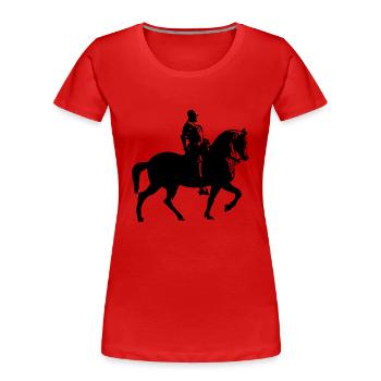 Pferd und Reiter - Frauen Premium Bio T-Shirt - Rot - Vorne - Mia (176cm)