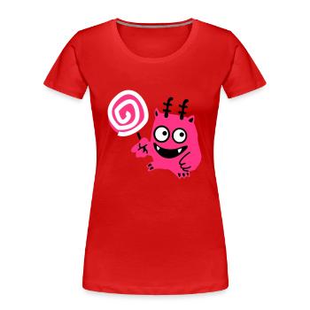 Lolli-Monster - Frauen Premium Bio T-Shirt - Rot - Vorne - Mia (176cm)