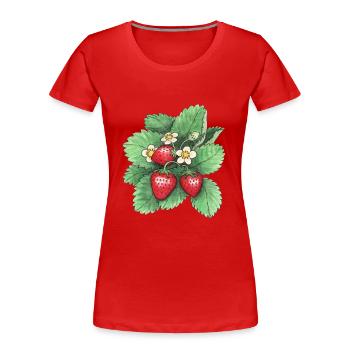 Strawberries - Women's Premium Organic T-Shirt - red - Front - Mia (176cm)