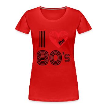 I Love the 80s Retro Karneval 80er Mottoparty - Frauen Premium Bio T-Shirt - Rot - Vorne - Mia (176cm)