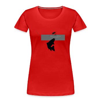 Modèle 42 - La hausse Trout - T-shirt bio Premium Femme - rouge - Devant - Mia (176cm)