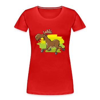 Lustiger Elch - Frauen Premium Bio T-Shirt - Rot - Vorne - Mia (176cm)