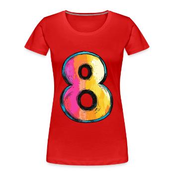 8 Zahl Bunt - Frauen Premium Bio T-Shirt - Rot - Vorne - Mia (176cm)