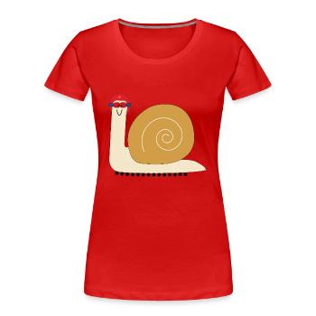Essai routier - T-shirt bio Premium Femme - rouge - Devant - Mia (176cm)